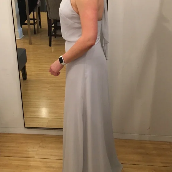 Amsale Dresses | Amsale Size 12 Long Ice Blue Chiffon Halter Top Gown - Perfect for 5"10+ | Color: Blue | Size: 12 | Clangan87'S Closet